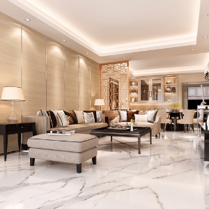 Statuario Marble Flooring Design Idea